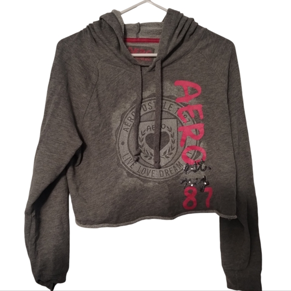 Aeropostale Long Sleeve Crop Sweat Shirt - Picture 2 of 5